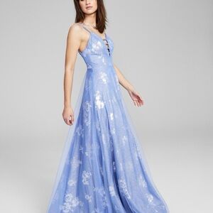 City Studio Light Blue Floral Maxi Dress